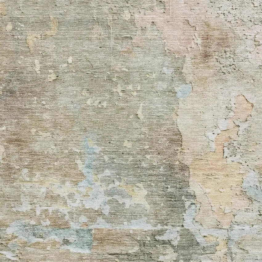 Brown Beige And Blue Abstract Washable Area Rug With UV Protection Photo 2