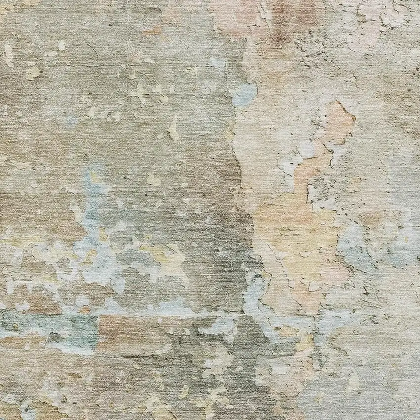 Brown Beige And Blue Abstract Washable Area Rug With UV Protection Photo 2