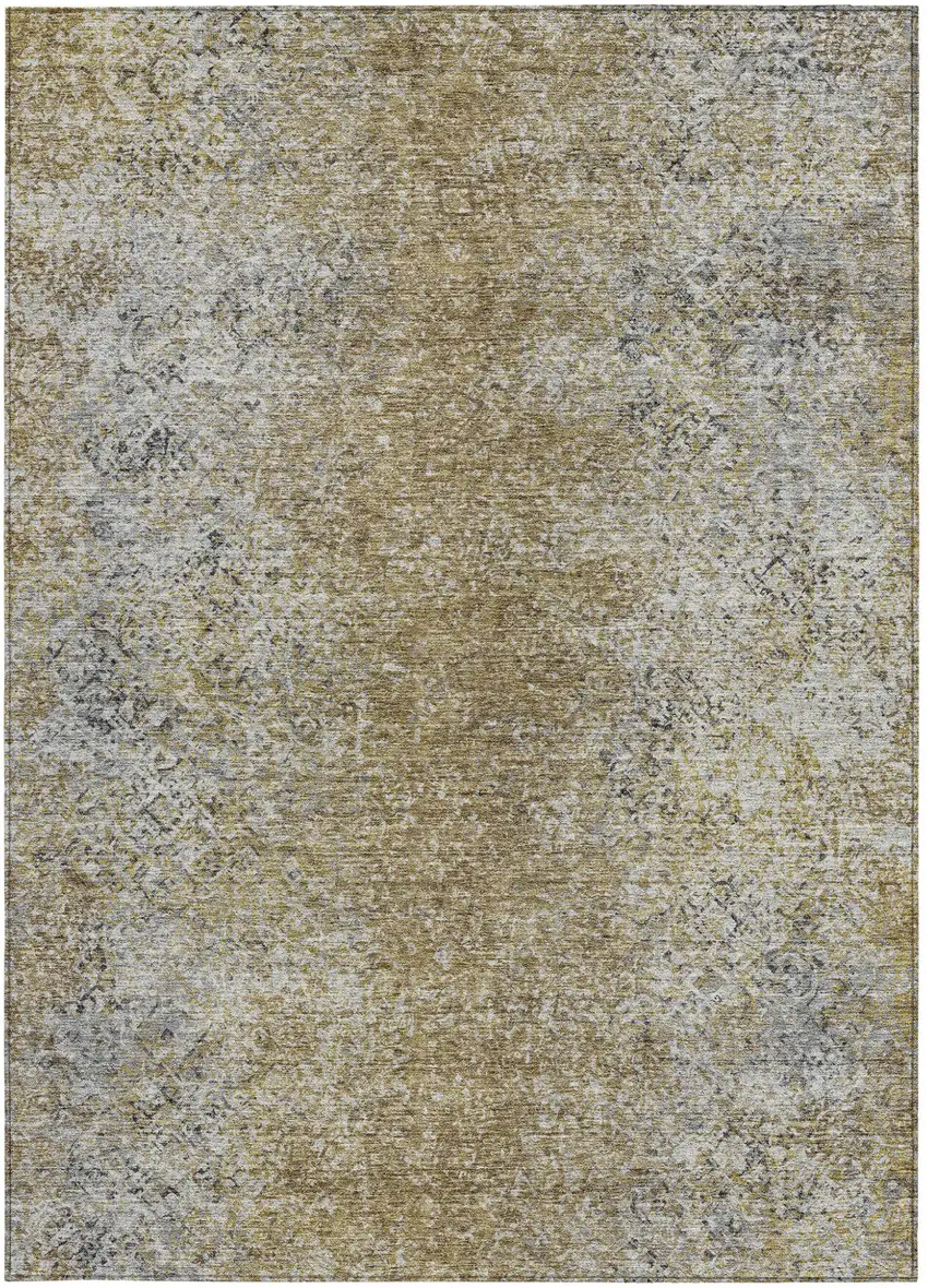 Brown Beige And Charcoal Oriental Washable Indoor Outdoor Area Rug Photo 7