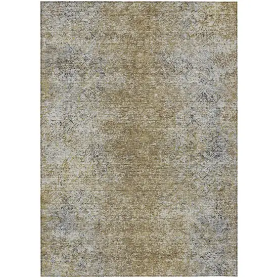 Brown Beige And Charcoal Oriental Washable Indoor Outdoor Area Rug Photo 2