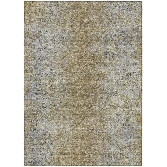 Brown Beige And Charcoal Oriental Washable Indoor Outdoor Area Rug Photo 7