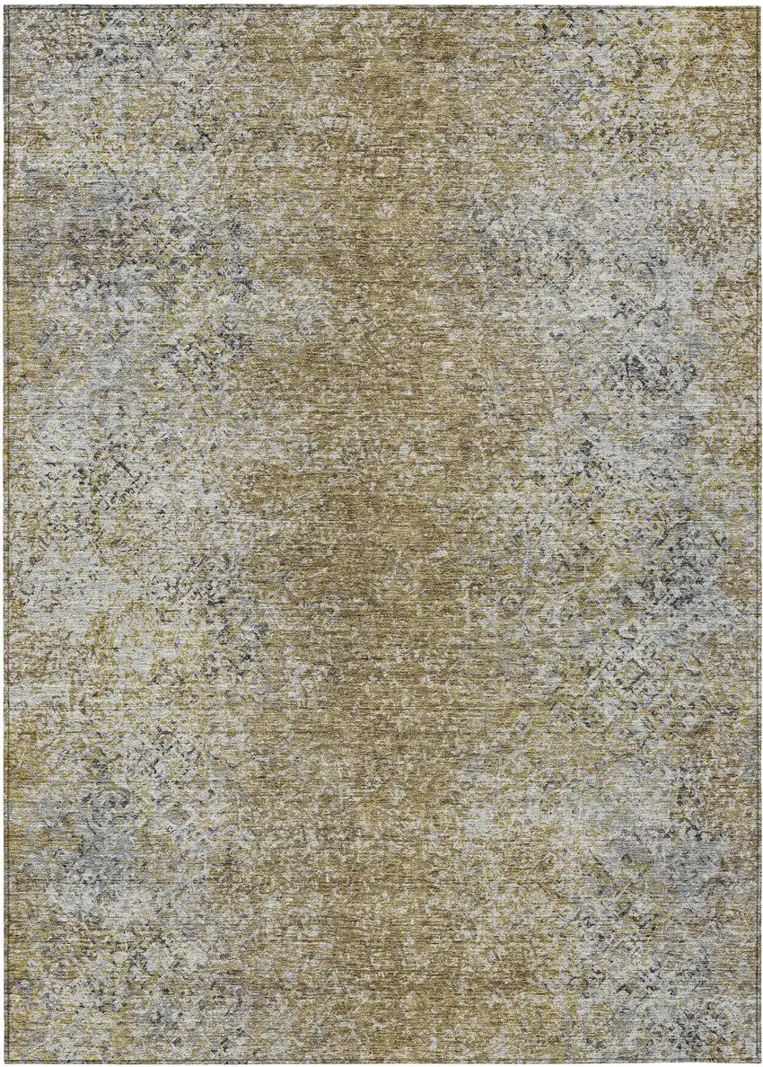 Brown Beige And Charcoal Oriental Washable Indoor Outdoor Area Rug Photo 2