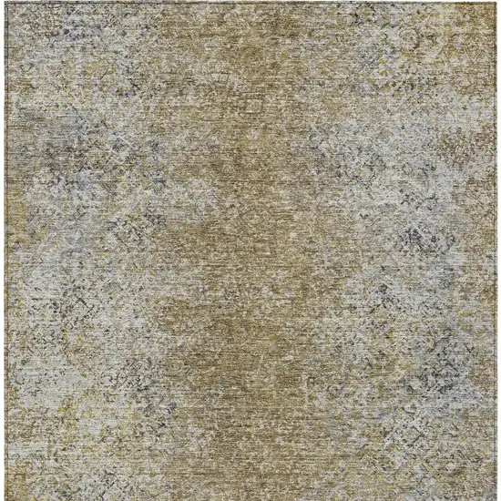 Brown Beige And Charcoal Oriental Washable Indoor Outdoor Area Rug Photo 6