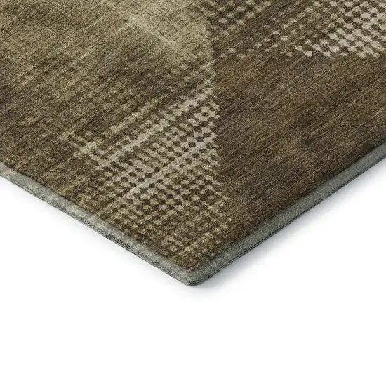 Brown Beige And Chocolate Diamond Washable Area Rug With UV Protection Photo 5