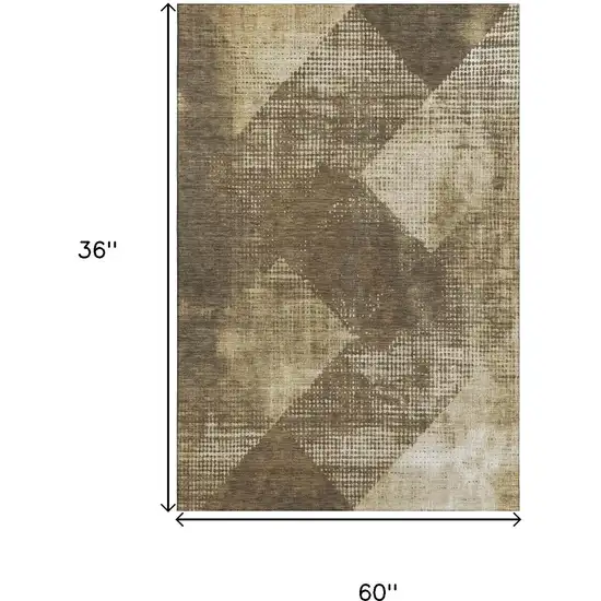 Brown Beige And Chocolate Diamond Washable Area Rug With UV Protection Photo 7