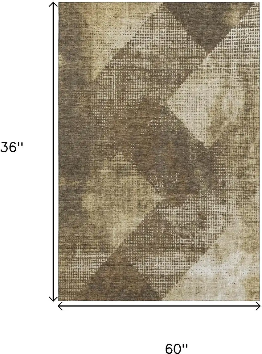 Brown Beige And Chocolate Diamond Washable Area Rug With UV Protection Photo 7