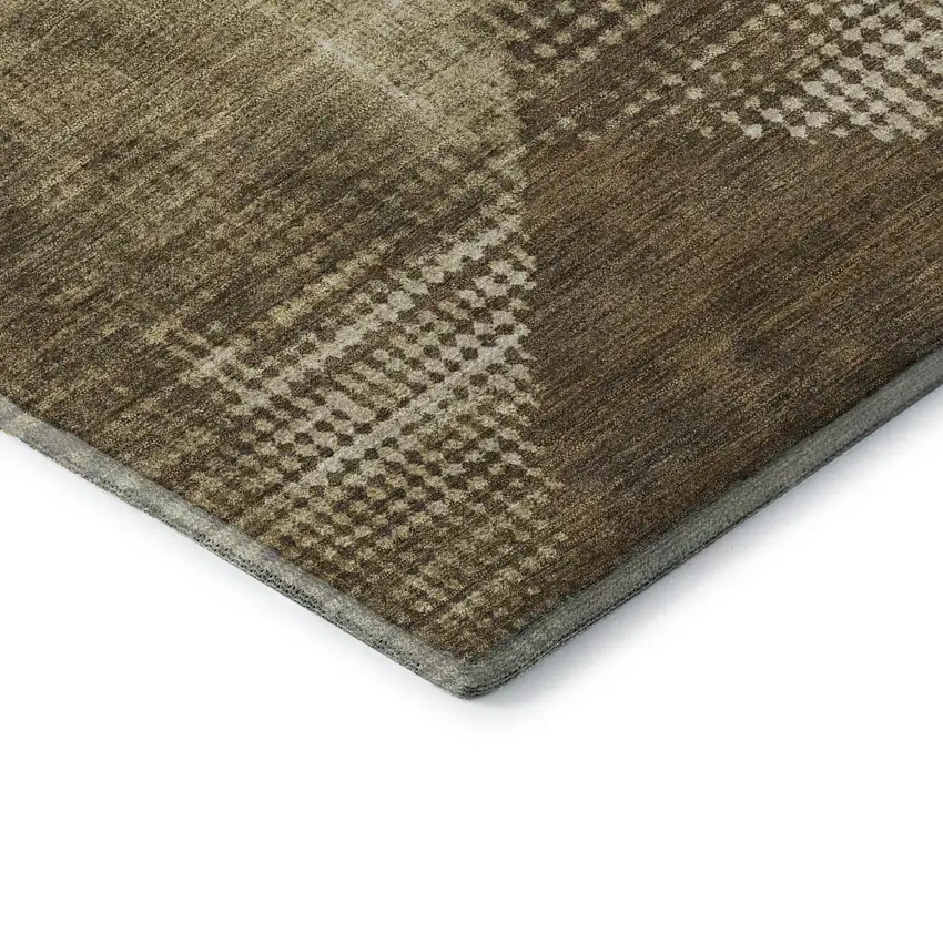 Brown Beige And Chocolate Diamond Washable Area Rug With UV Protection Photo 5