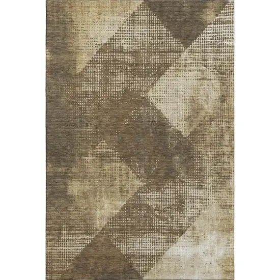 Brown Beige And Chocolate Diamond Washable Area Rug With UV Protection Photo 3