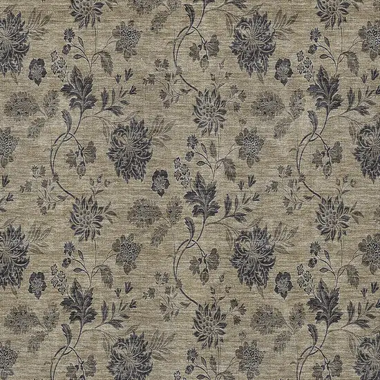 Brown Beige And Chocolate Floral Washable Indoor Outdoor Area Rug Photo 6