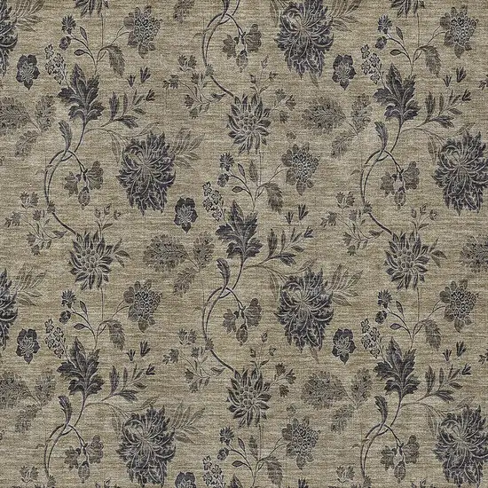 Brown Beige And Chocolate Floral Washable Indoor Outdoor Area Rug Photo 6