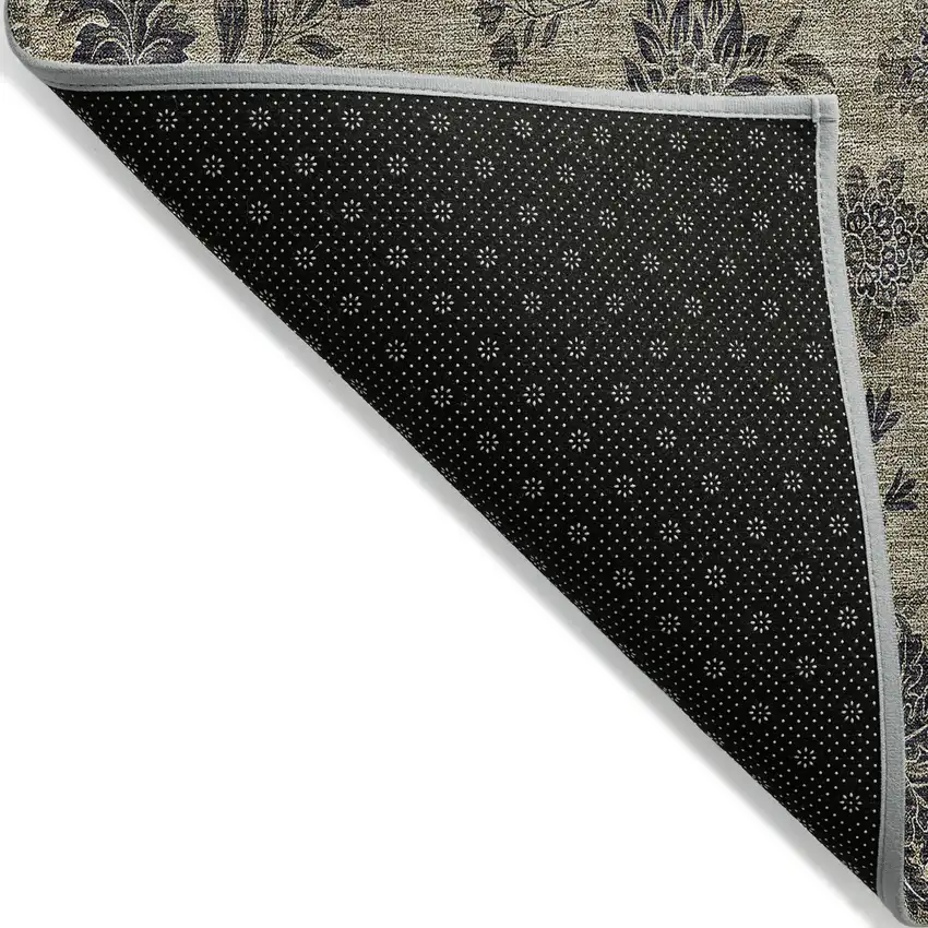 Brown Beige And Chocolate Floral Washable Indoor Outdoor Area Rug Photo 4