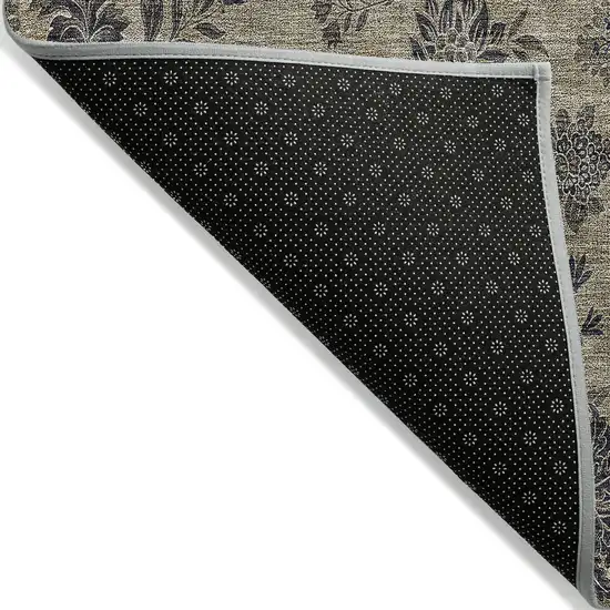 Brown Beige And Chocolate Floral Washable Indoor Outdoor Area Rug Photo 4