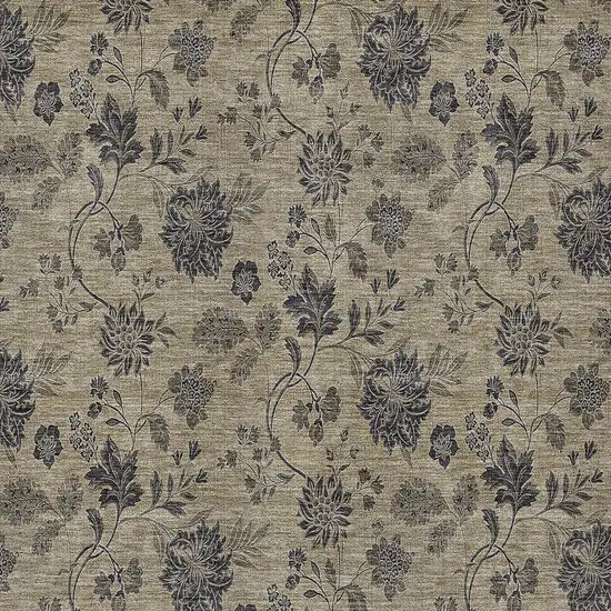 Brown Beige And Chocolate Floral Washable Indoor Outdoor Area Rug Photo 6
