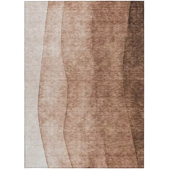 Brown Beige And Chocolate Ombre Washable Indoor Outdoor Area Rug Photo 5