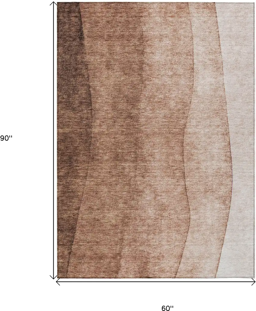 Brown Beige And Chocolate Ombre Washable Indoor Outdoor Area Rug Photo 9