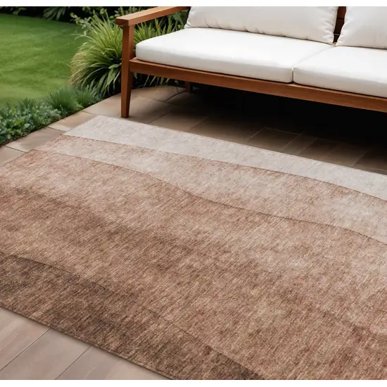 Brown Beige And Chocolate Ombre Washable Indoor Outdoor Area Rug Photo 1