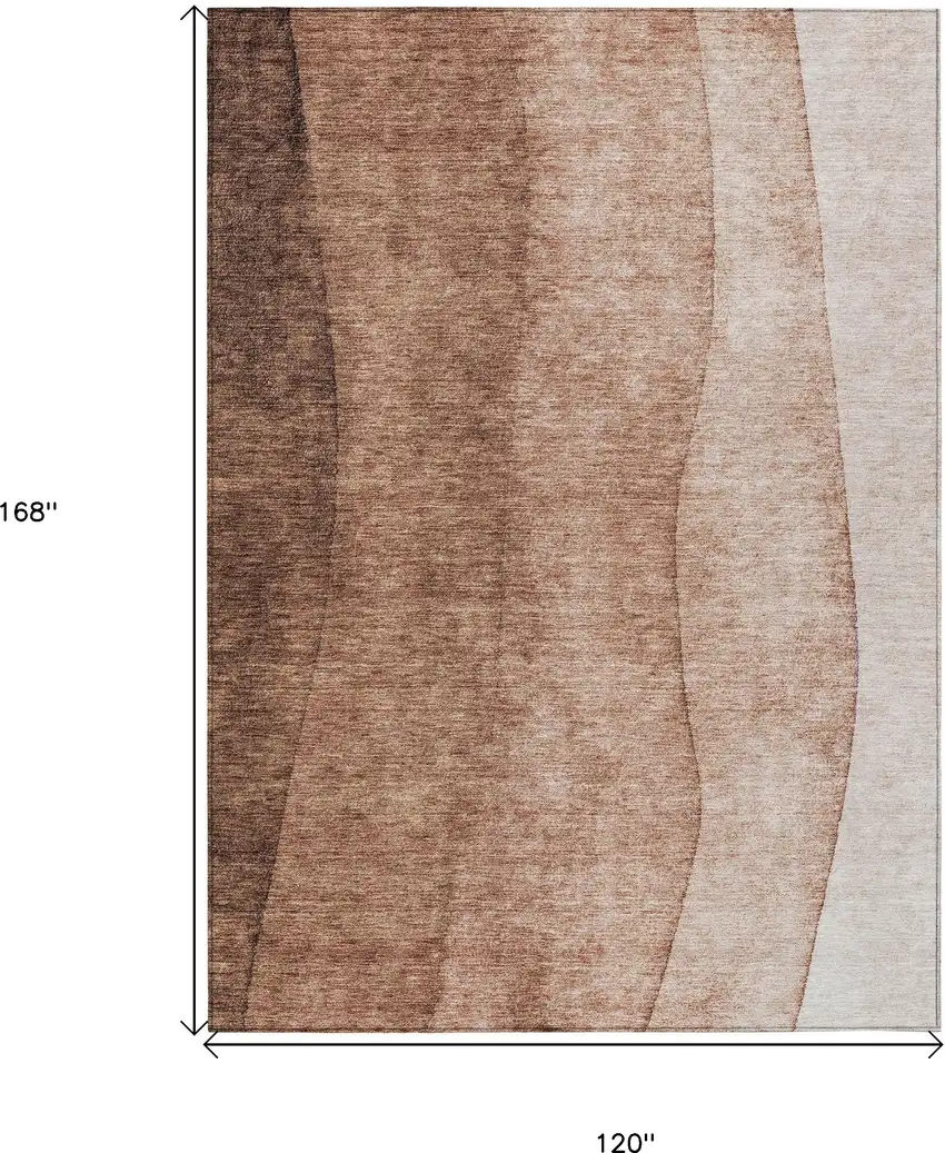 Brown Beige And Chocolate Ombre Washable Indoor Outdoor Area Rug Photo 9