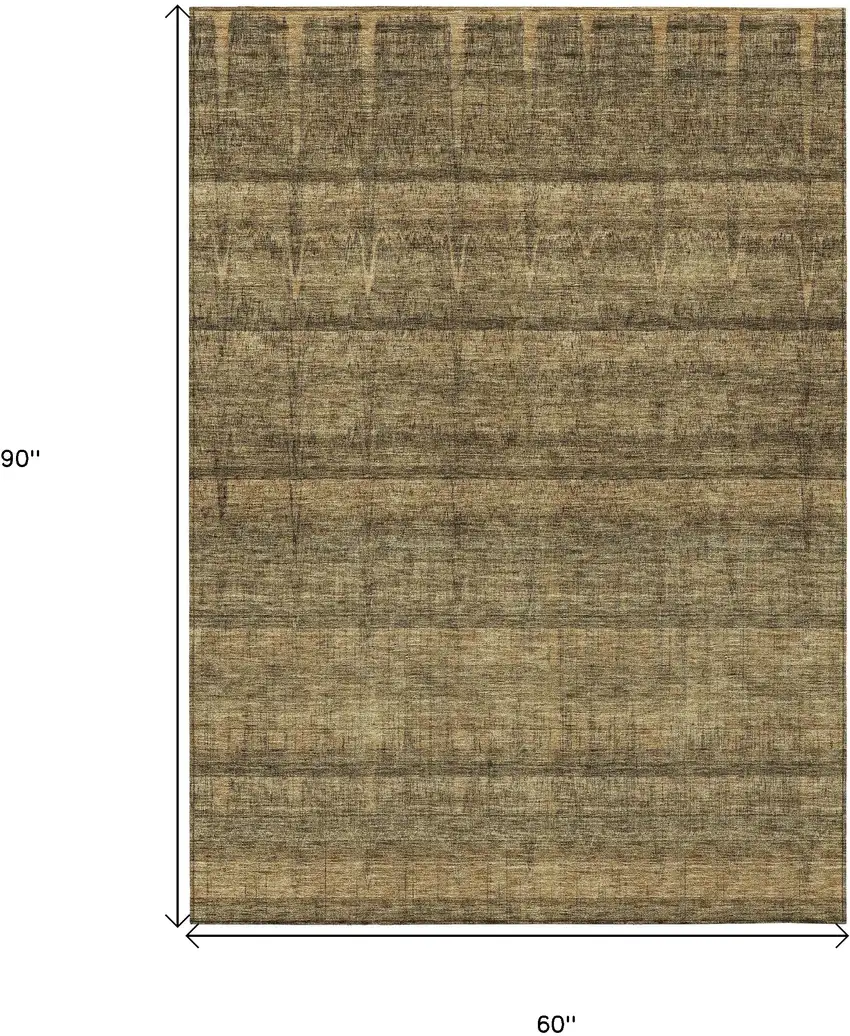 Brown Beige And Chocolate Striped Washable Indoor Outdoor Area Rug Photo 9