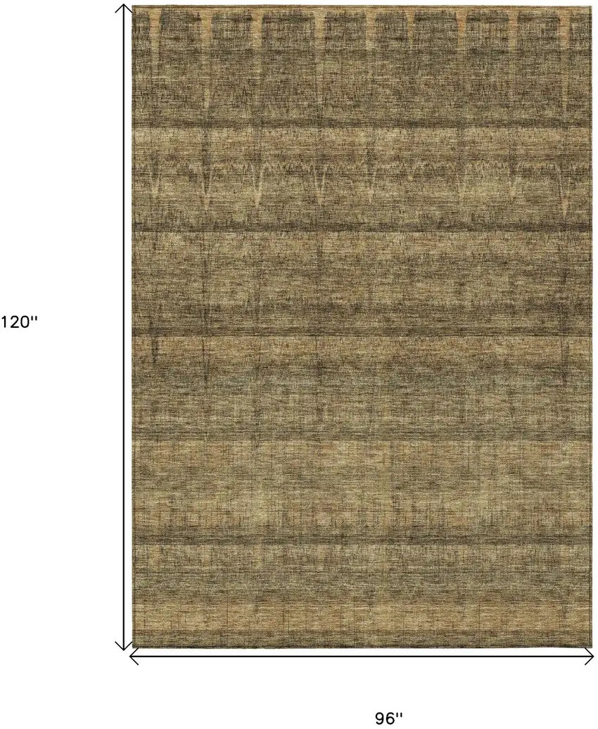Brown Beige And Chocolate Striped Washable Indoor Outdoor Area Rug Photo 9