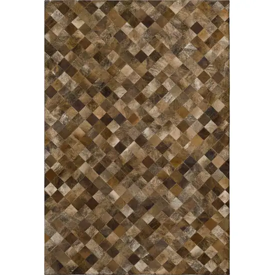 Brown Beige And Coffee Geometric Washable Area Rug With UV Protection Photo 4