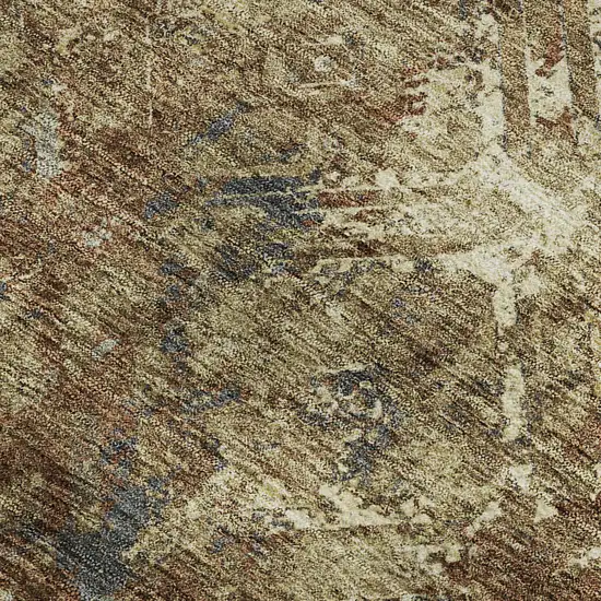Brown Beige And Copper Diamond Washable Area Rug With UV Protection Photo 3