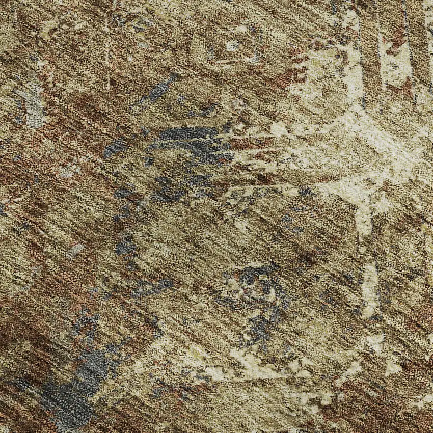 Brown Beige And Copper Diamond Washable Area Rug With UV Protection Photo 3