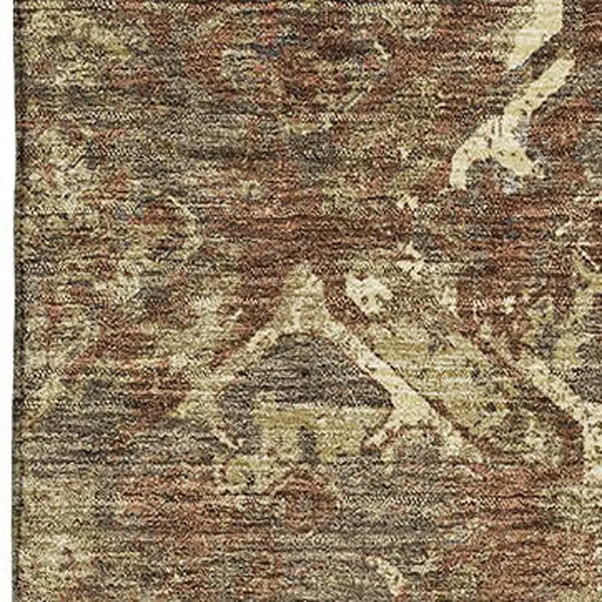 Brown Beige And Copper Diamond Washable Area Rug With UV Protection Photo 4