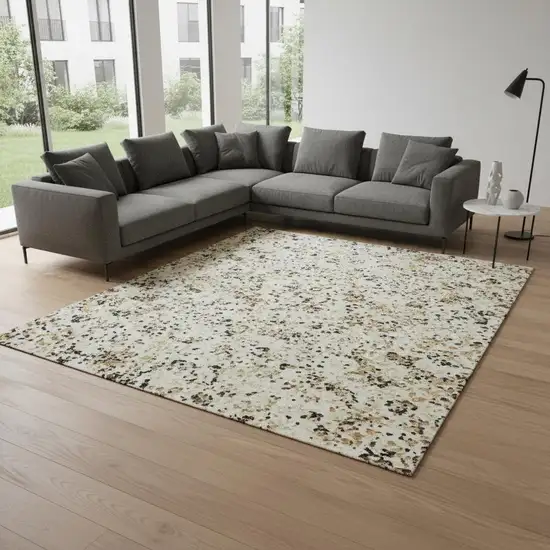 Brown Beige And Copper Diamond Washable Area Rug With UV Protection Photo 2