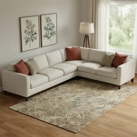 Brown Beige And Copper Diamond Washable Area Rug With UV Protection Photo 1