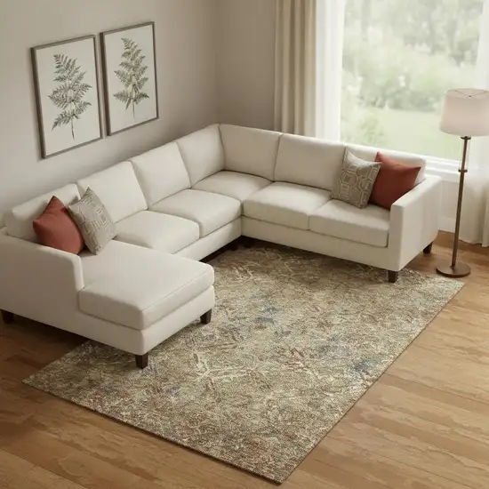 Brown Beige And Copper Diamond Washable Area Rug With UV Protection Photo 1