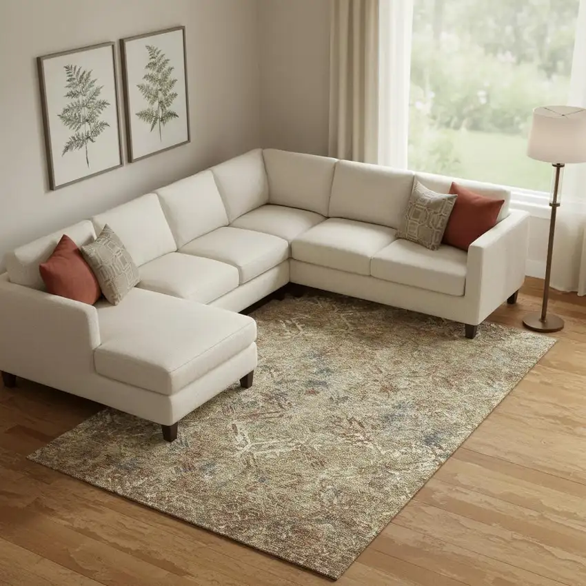 Brown Beige And Copper Diamond Washable Area Rug With UV Protection Photo 1