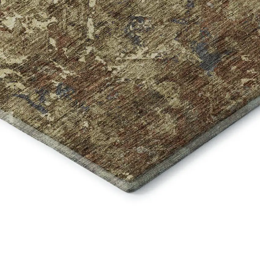 Brown Beige And Copper Diamond Washable Area Rug With UV Protection Photo 7