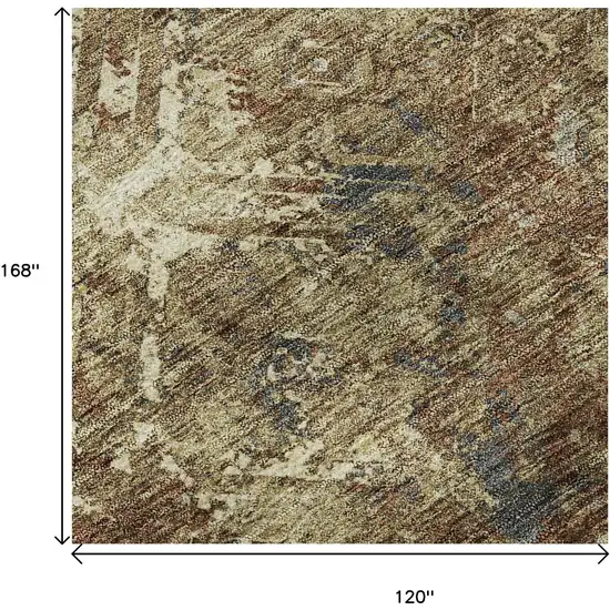 Brown Beige And Copper Diamond Washable Area Rug With UV Protection Photo 9