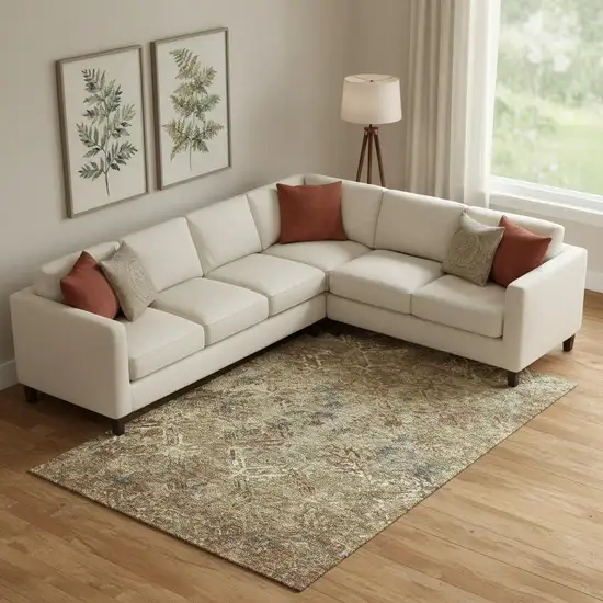 Brown Beige And Copper Diamond Washable Area Rug With UV Protection Photo 1