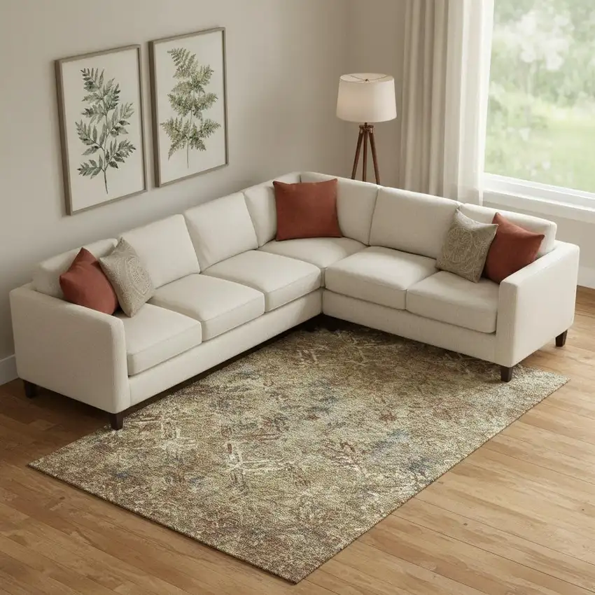 Brown Beige And Copper Diamond Washable Area Rug With UV Protection Photo 1