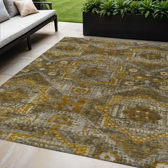 Brown Beige And Copper Moroccan Washable Indoor Outdoor Area Rug Photo 2