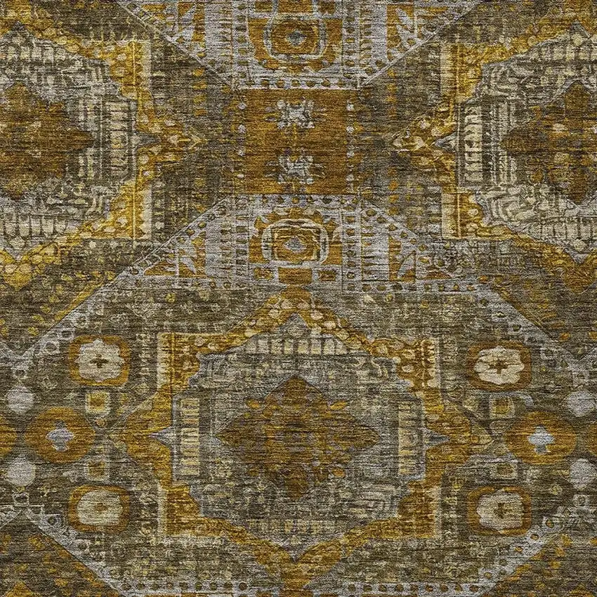 Brown Beige And Copper Moroccan Washable Indoor Outdoor Area Rug Photo 3