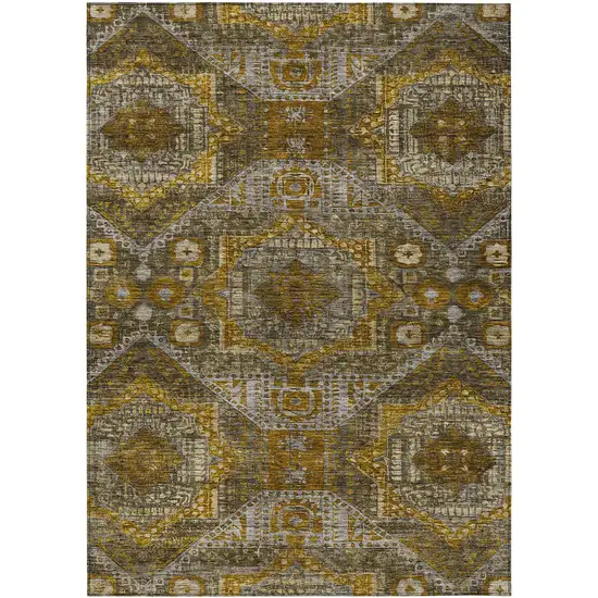 Brown Beige And Copper Moroccan Washable Indoor Outdoor Area Rug Photo 1