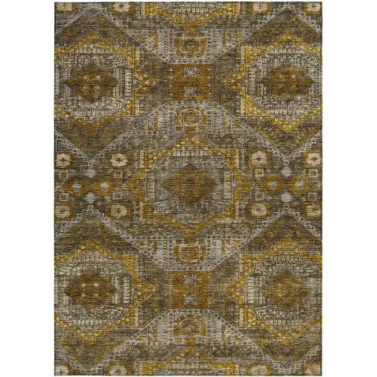 Brown Beige And Copper Moroccan Washable Indoor Outdoor Area Rug Photo 4