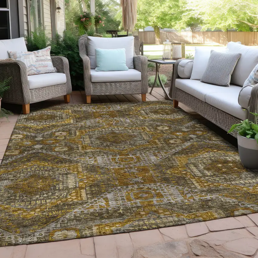 Brown Beige And Copper Moroccan Washable Indoor Outdoor Area Rug Photo 5