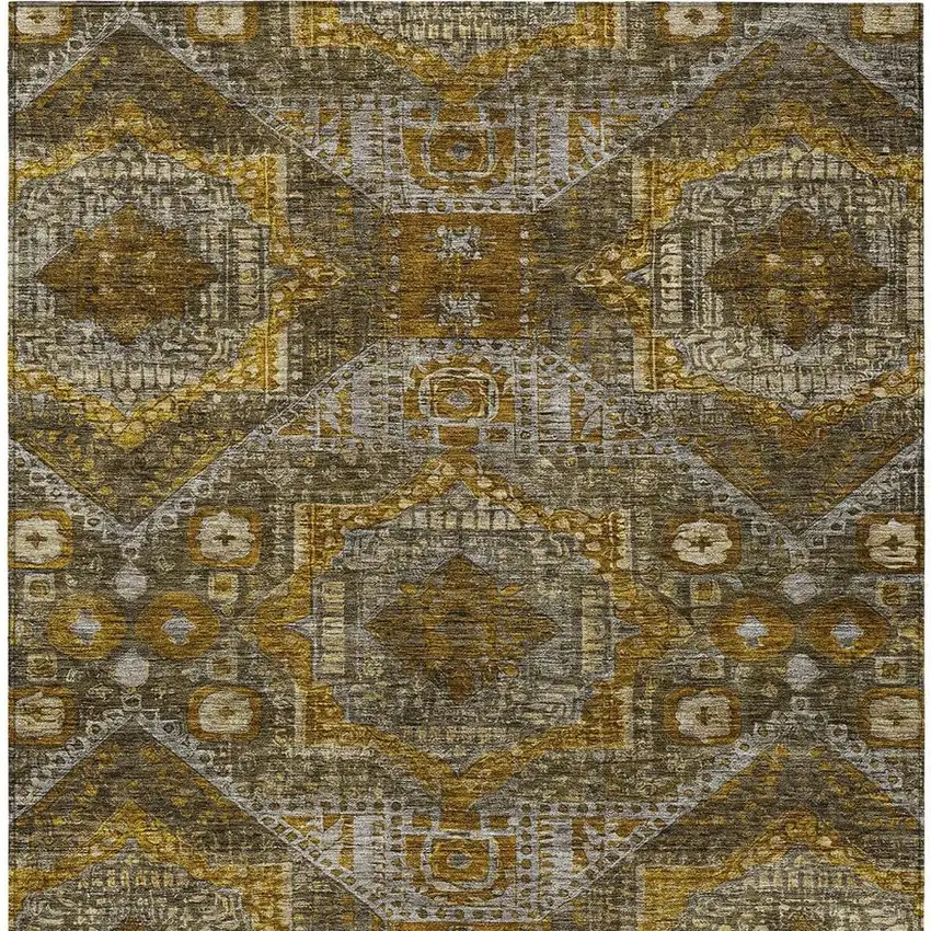 Brown Beige And Copper Moroccan Washable Indoor Outdoor Area Rug Photo 3