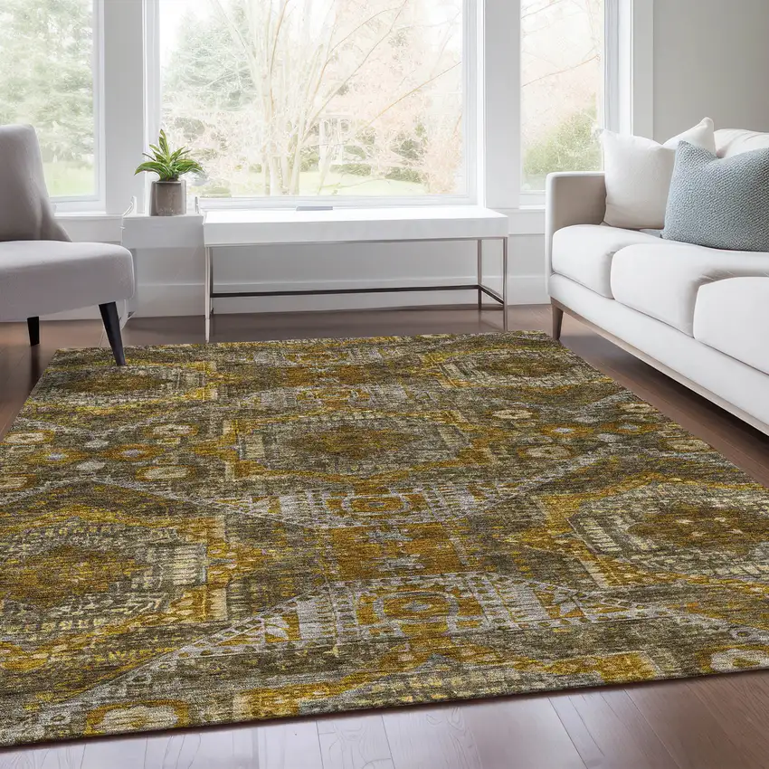 Brown Beige And Copper Moroccan Washable Indoor Outdoor Area Rug Photo 7