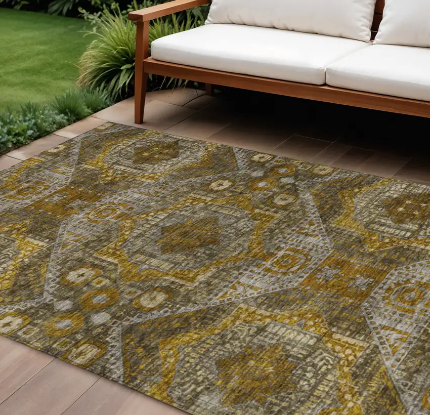 Brown Beige And Copper Moroccan Washable Indoor Outdoor Area Rug Photo 2