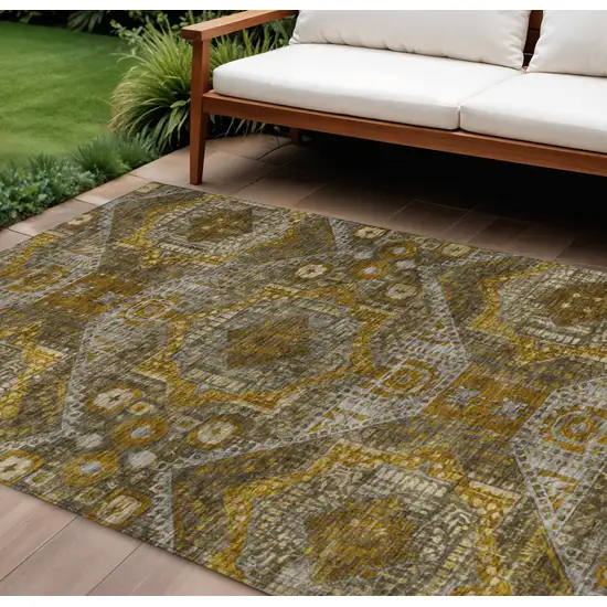 Brown Beige And Copper Moroccan Washable Indoor Outdoor Area Rug Photo 2