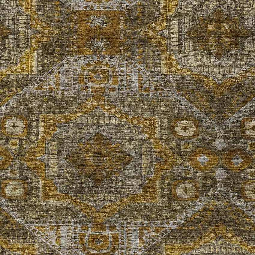 Brown Beige And Copper Moroccan Washable Indoor Outdoor Area Rug Photo 4