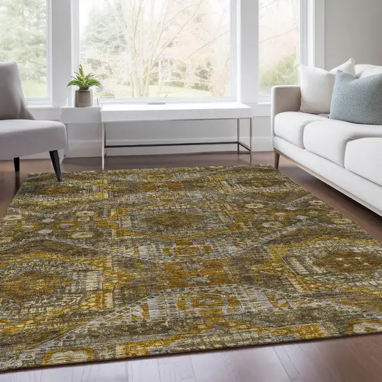 Brown Beige And Copper Moroccan Washable Indoor Outdoor Area Rug Photo 7