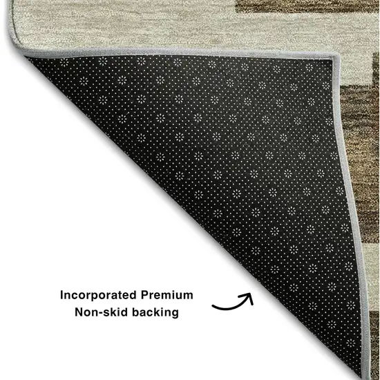 Brown Beige And Copper Striped Washable Area Rug With UV Protection Photo 7