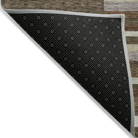 Brown Beige And Copper Striped Washable Indoor Outdoor Area Rug Photo 3