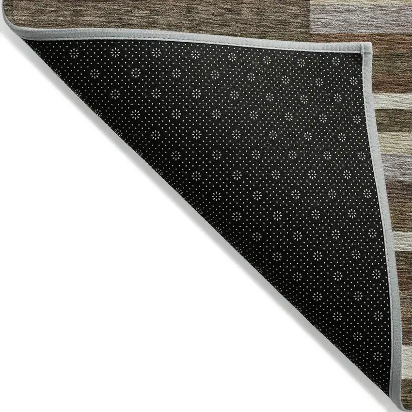 Brown Beige And Copper Striped Washable Indoor Outdoor Area Rug Photo 3