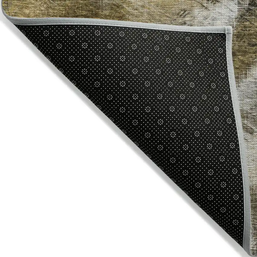 Brown Beige And Gold Abstract Washable Indoor Outdoor Area Rug Photo 4